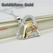 Two-tone Three-color Necklace Simple Heart-shaped Hand Pendant