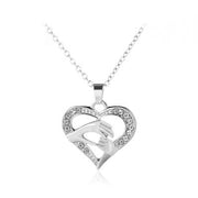 Two-tone Three-color Necklace Simple Heart-shaped Hand Pendant