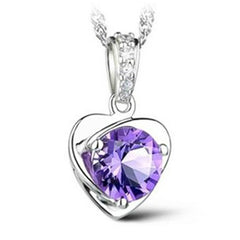 Heart-shaped Crystal Silver Plated Ornament Pendant