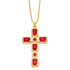 Personalized Hip Hop Cross Trendy Necklace Colorful Zircon Necklace